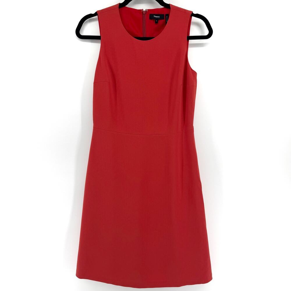 Theory Modern Crepe 2 Sheath Dress - Size 0 NWT $295 Poppy Red Business